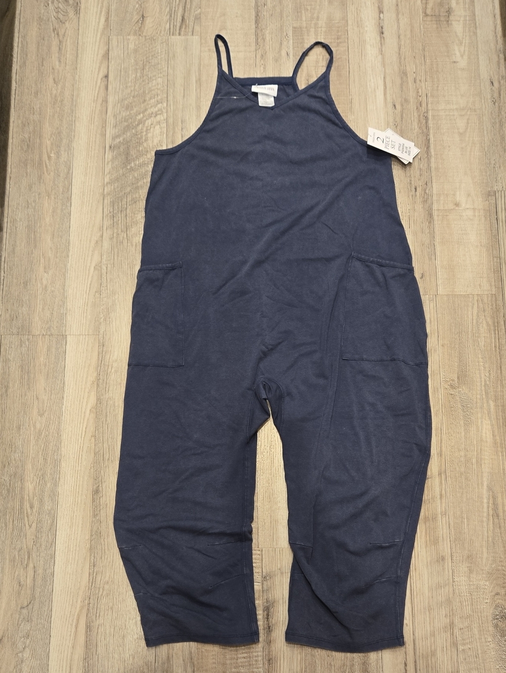 NWT Girls Navy Sleeveless Cotton Jumpsuit
